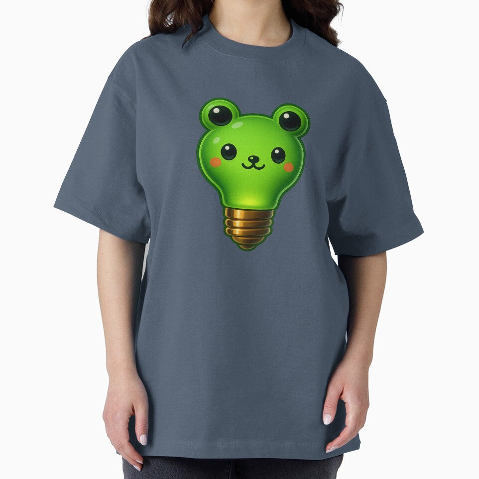Cute Green Frog Lightbulb – Kawaii Neon Glow Frog Design by GoldenDreamGallery