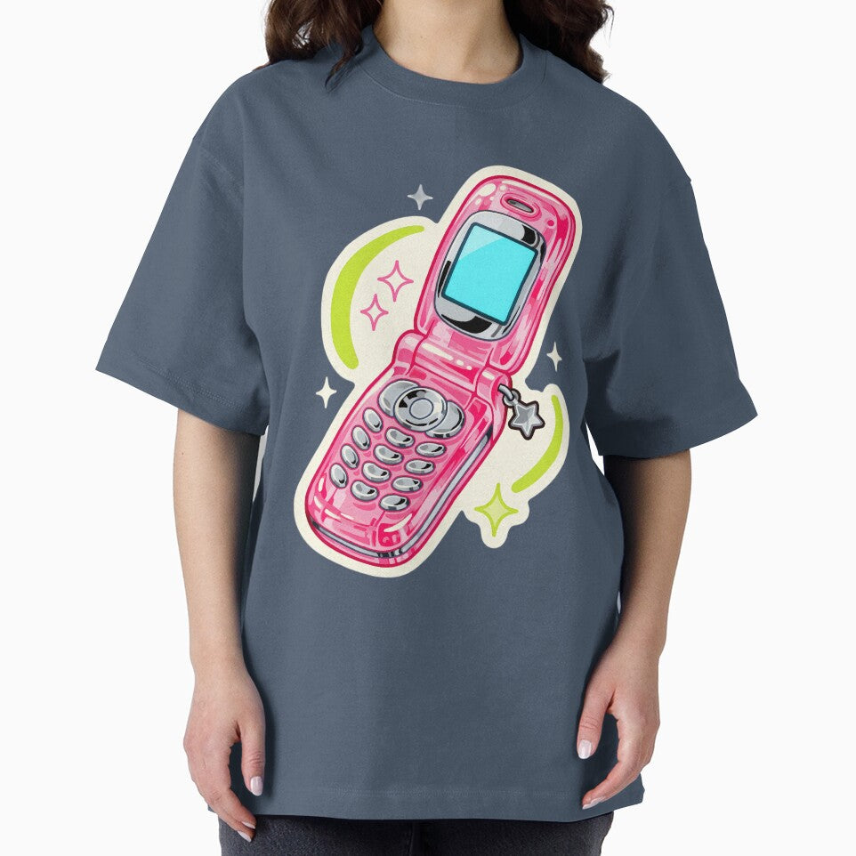 Pink flip phone with star charm and glittery swirls by newdreamsss