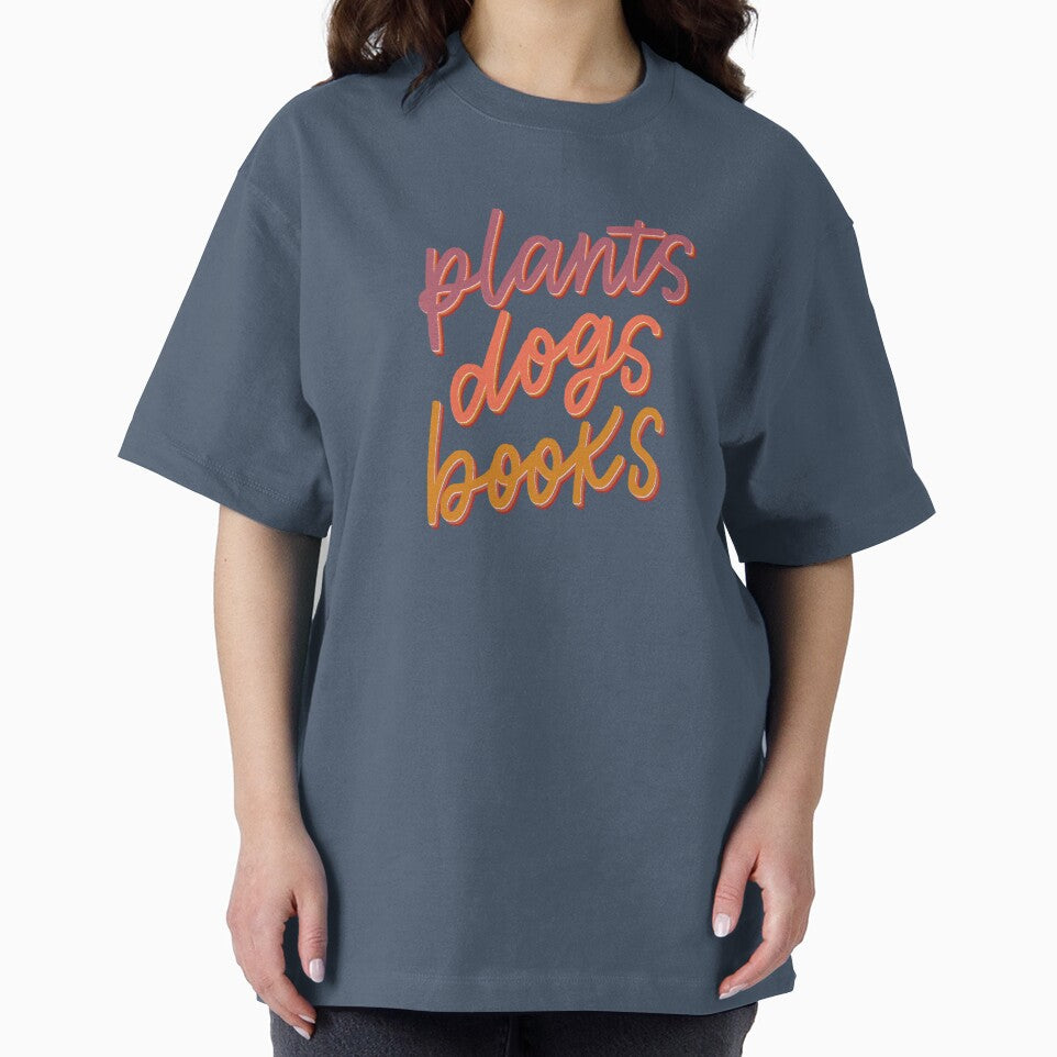 Plants Dogs Books - Hand Lettered Quote - Orange by TheBubblyType