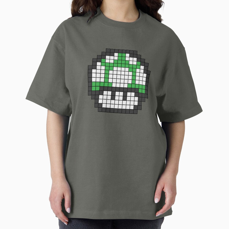 8Bit - Green Mushroom 1Up by Rubecula