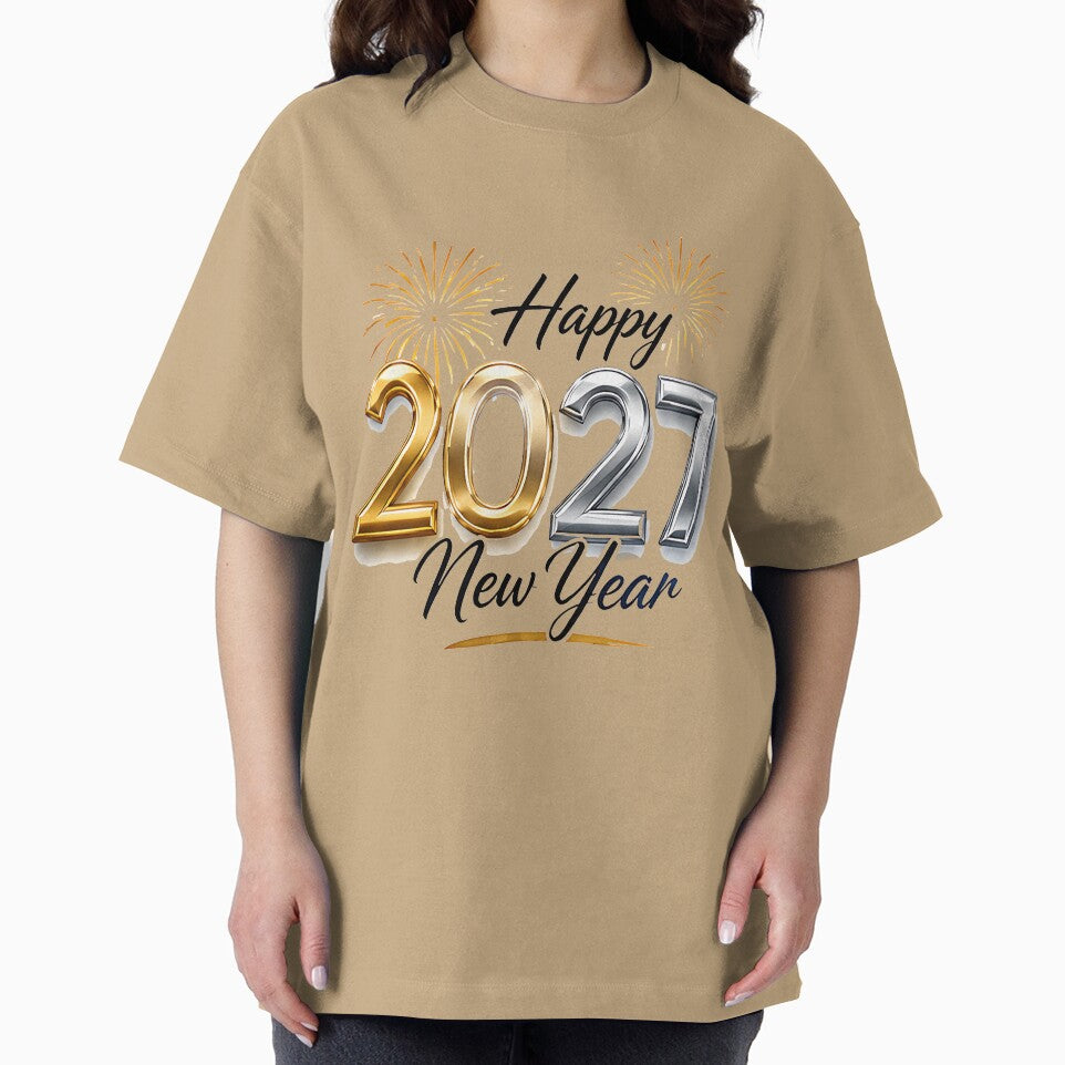 Happy New Year 2027 Gold Silver Fireworks T-Shirt by DealNest