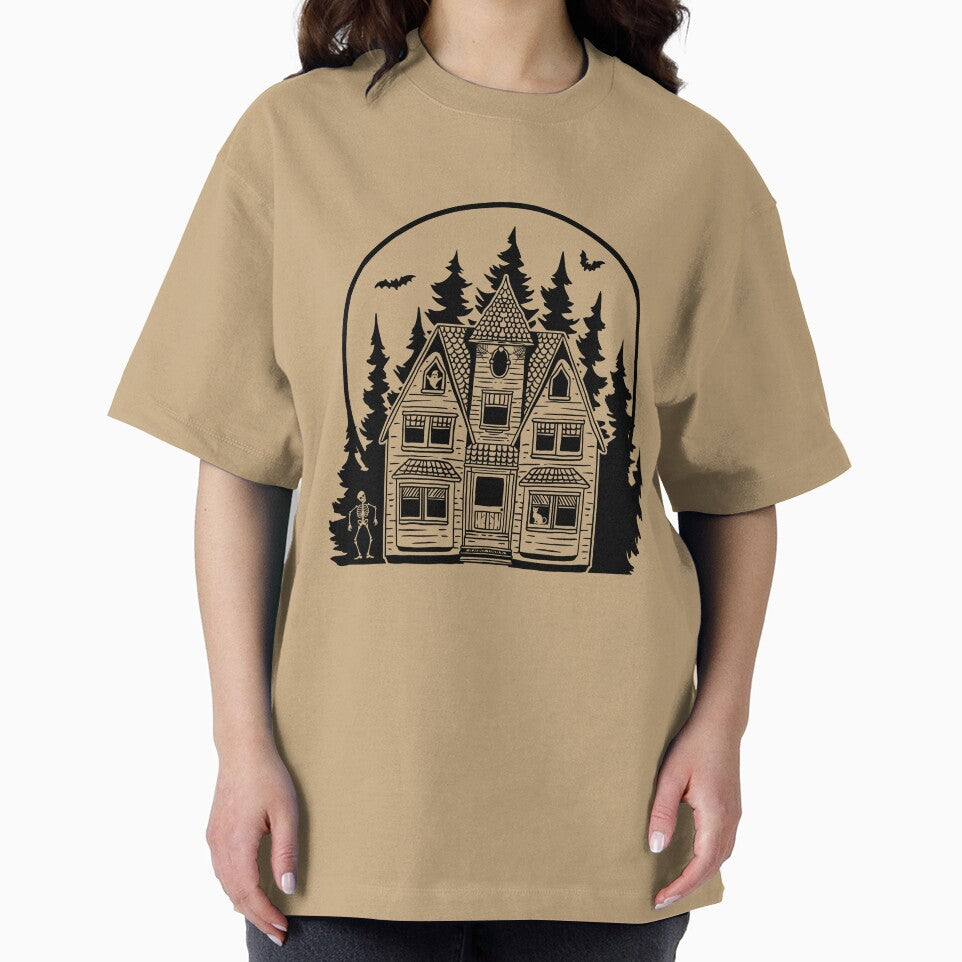 Spooky Haunted House With Forest Black Background  Halloween Design by Tonya51