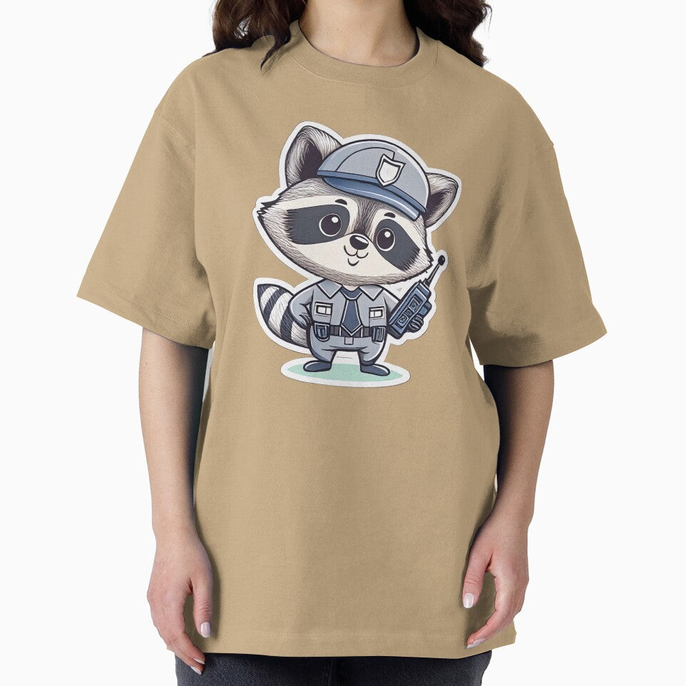 Cute Security Guard Raccoon Cartoon With Walkie Talkie by ChernivtsiSkoda