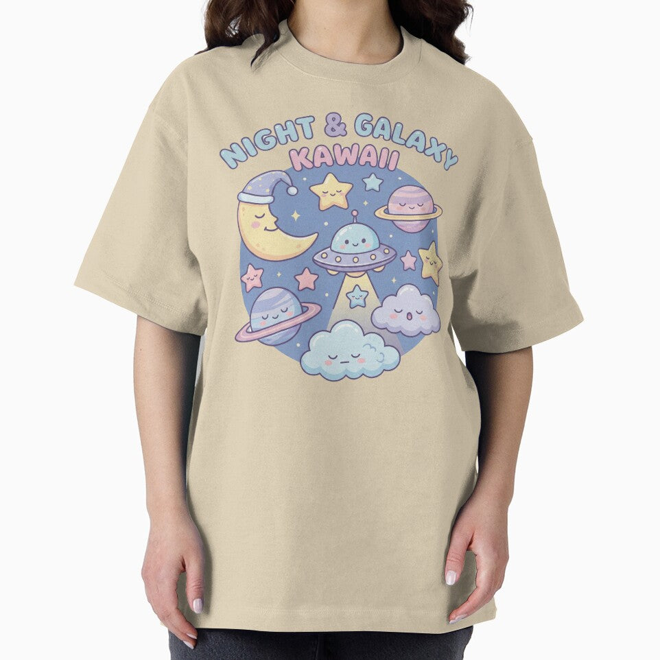 Kawaii Space Night – Cute Moon UFO & Planets by TheRaiShop
