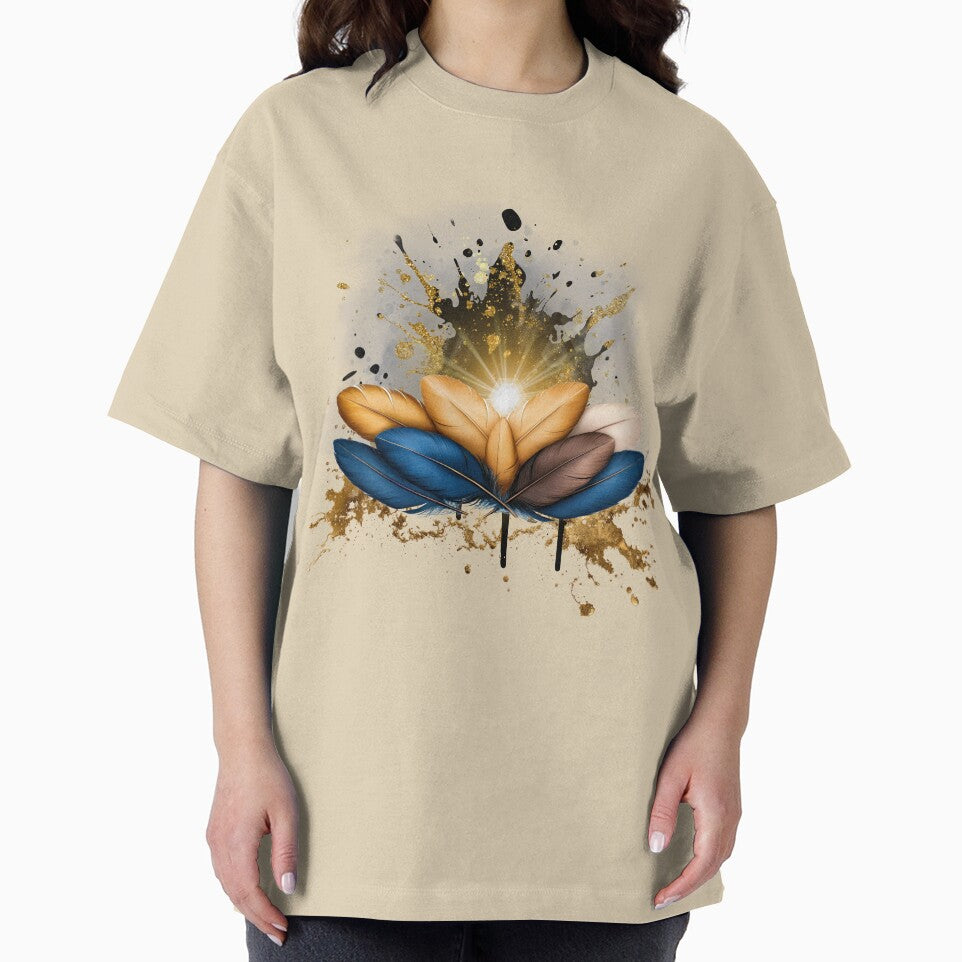 Golden Feather Boho Art | Luxury Abstract Design by ChenEngEng