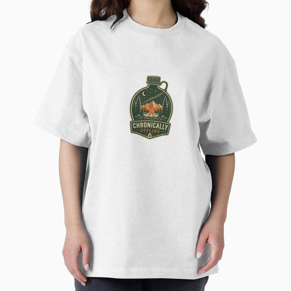 Chronically Offline Camping Campfire Vintage Badge by ByKayaPrints