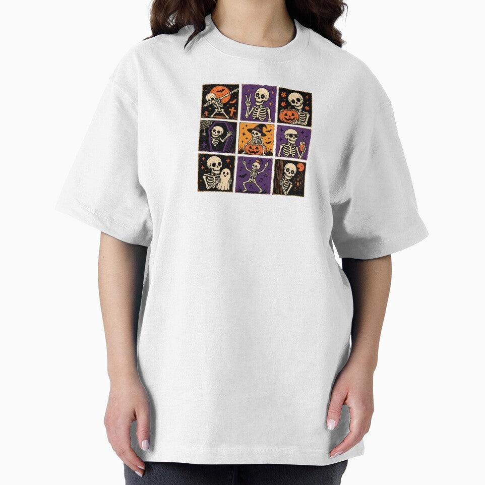Funny Skeleton Grid Retro Halloween Vintage Spooky Season Design by MAPDDesigns
