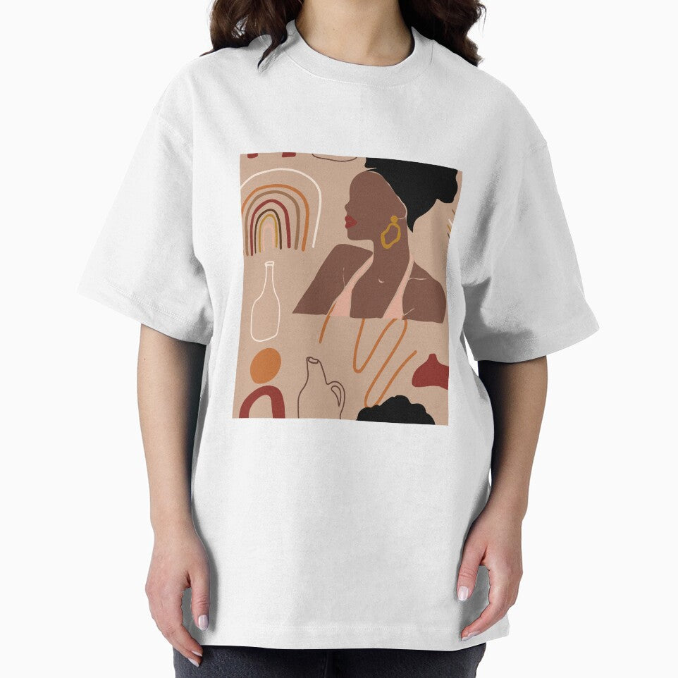 Boho Style Woman With Rainbow and Abstract Lines by Sohee Jin