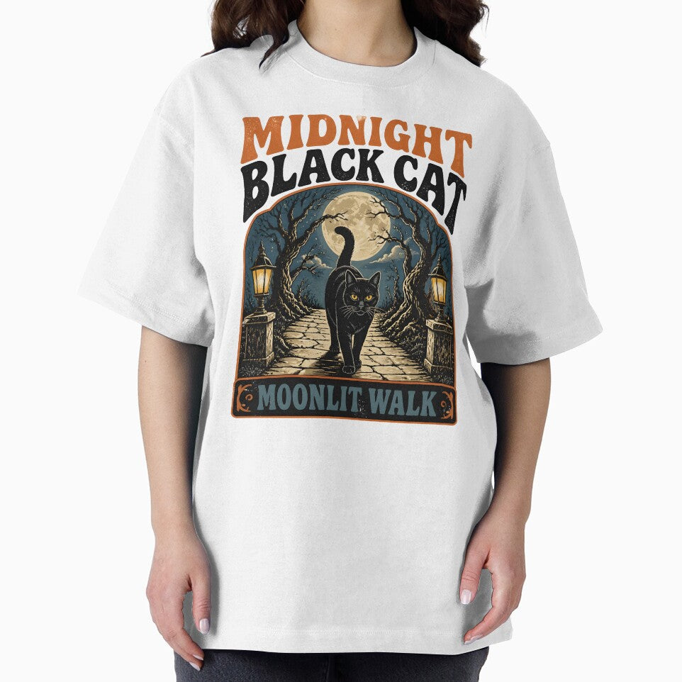 Midnight Black Cat Moonlit Walk Retro Halloween by RoyesButler