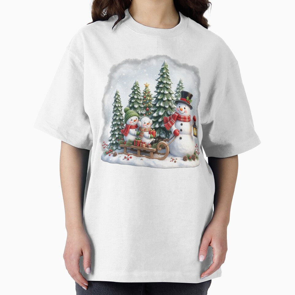 Snowman Family Winter Scene by InkShiftLabs