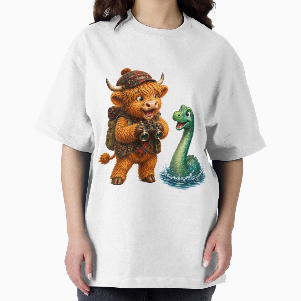 Cute Scottish Highland Cow Exploring with the Loch Ness Monster by MaedK