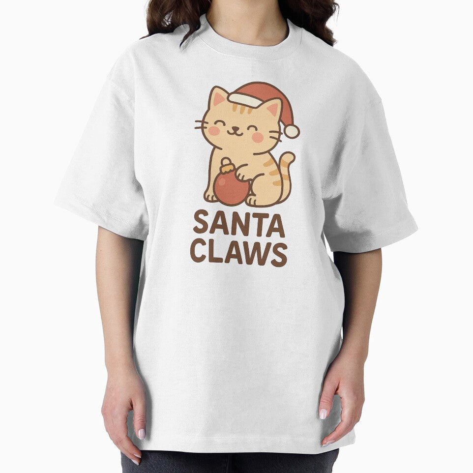 Santa Claws – Cute Kawaii Christmas Cat Holding Ornament by StyleLap