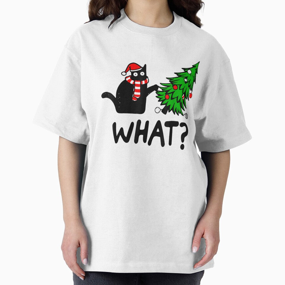 Funny Black Cat Christmas Tree What Christmas Holiday Meme by Beanimilki