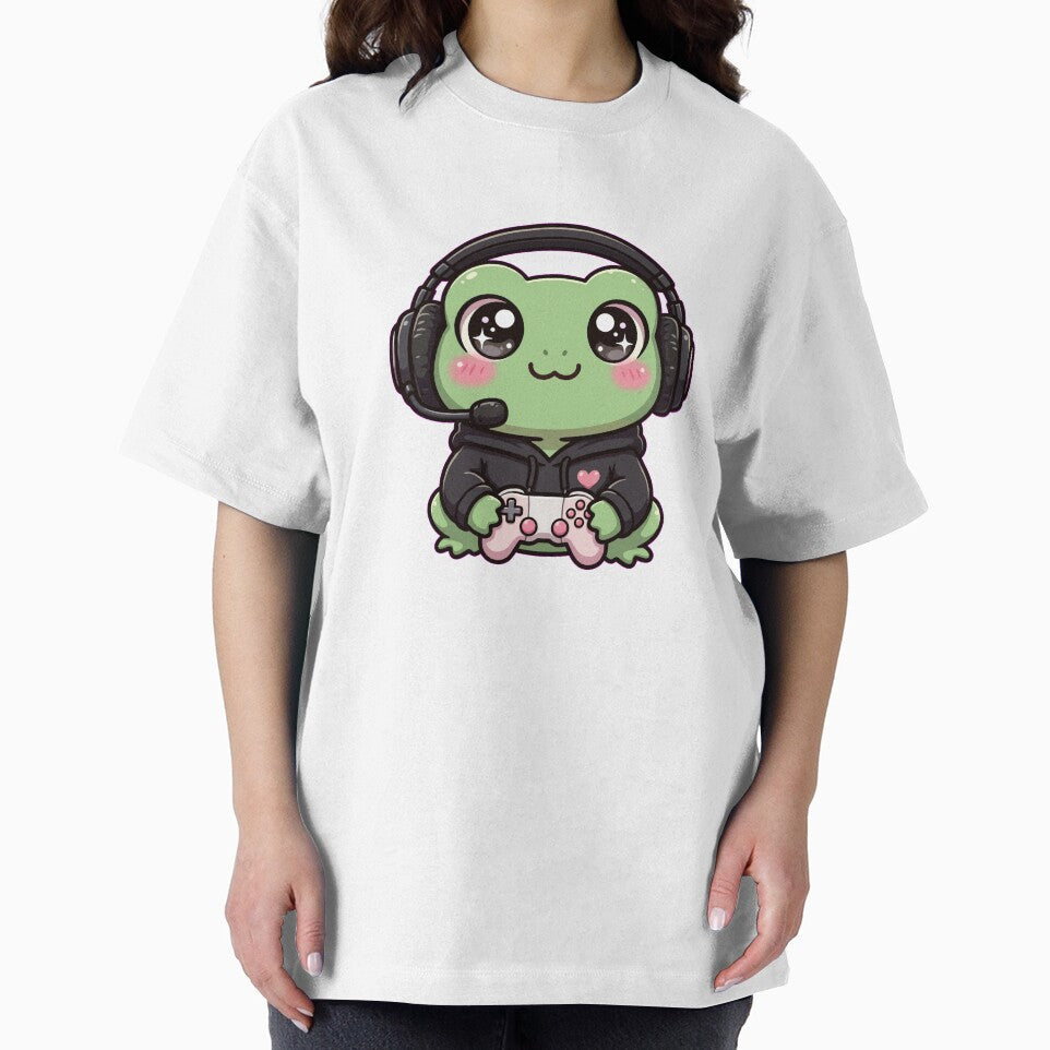 Cute Frog Gamer With Headset - Kawaii Lo-Fi Frog - Cozy Gaming Frog by Petringo