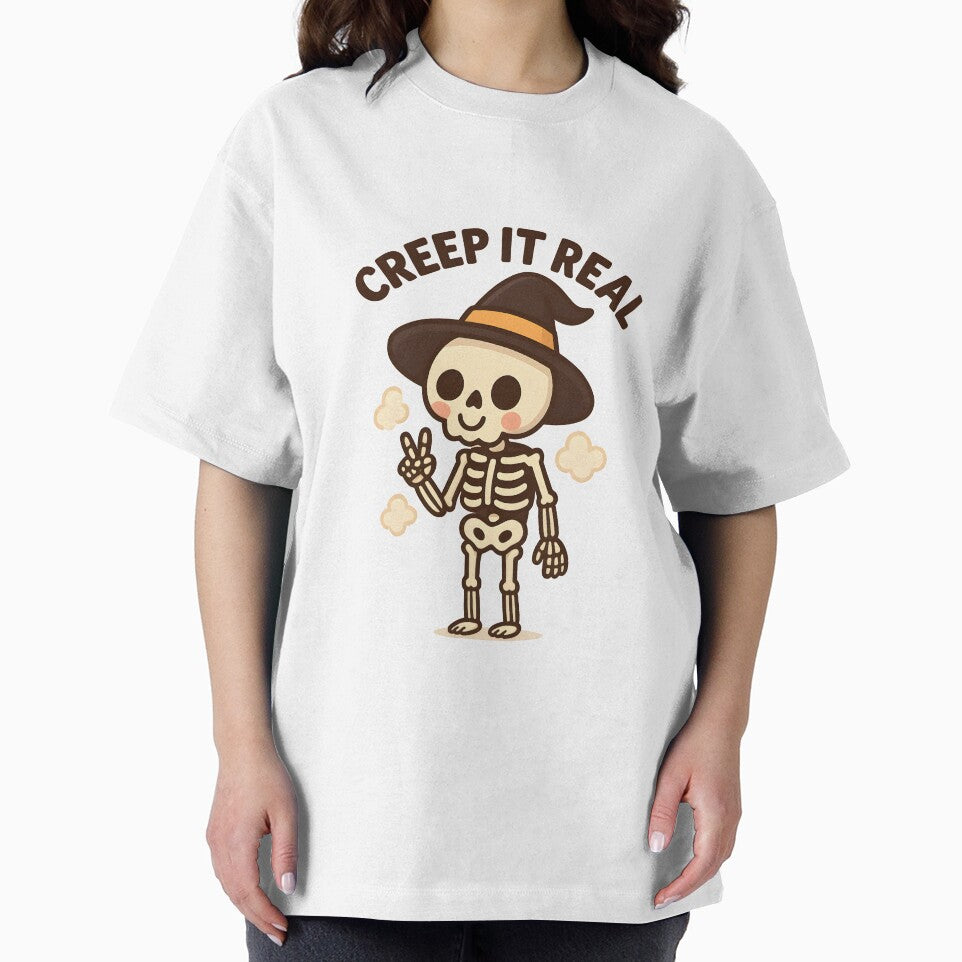 Creep it Real – Funny Kawaii Skeleton Halloween Design by Cat & Coffee Studio