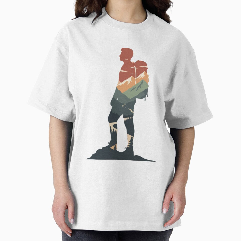Double Exposure Hiker Silhouette | Mountain Landscape Adventure Art by stylishdzign