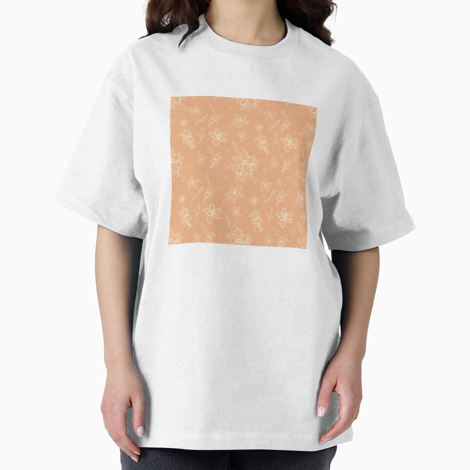 Boho peachy and creamy pastel Floral Line Pattern by Yana Mustafina | Boho Soulful Designs