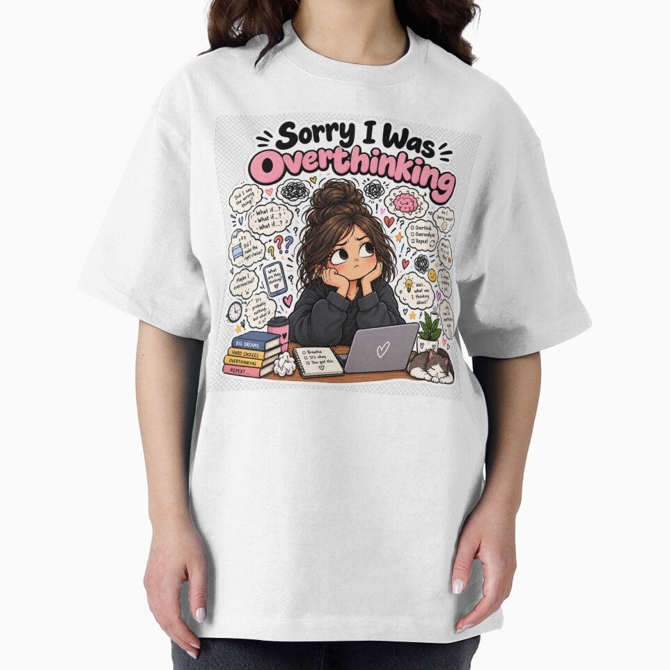 Sorry I Was Overthinking – Chaotic Thoughts Funny Sticker by Pixel & Ponder