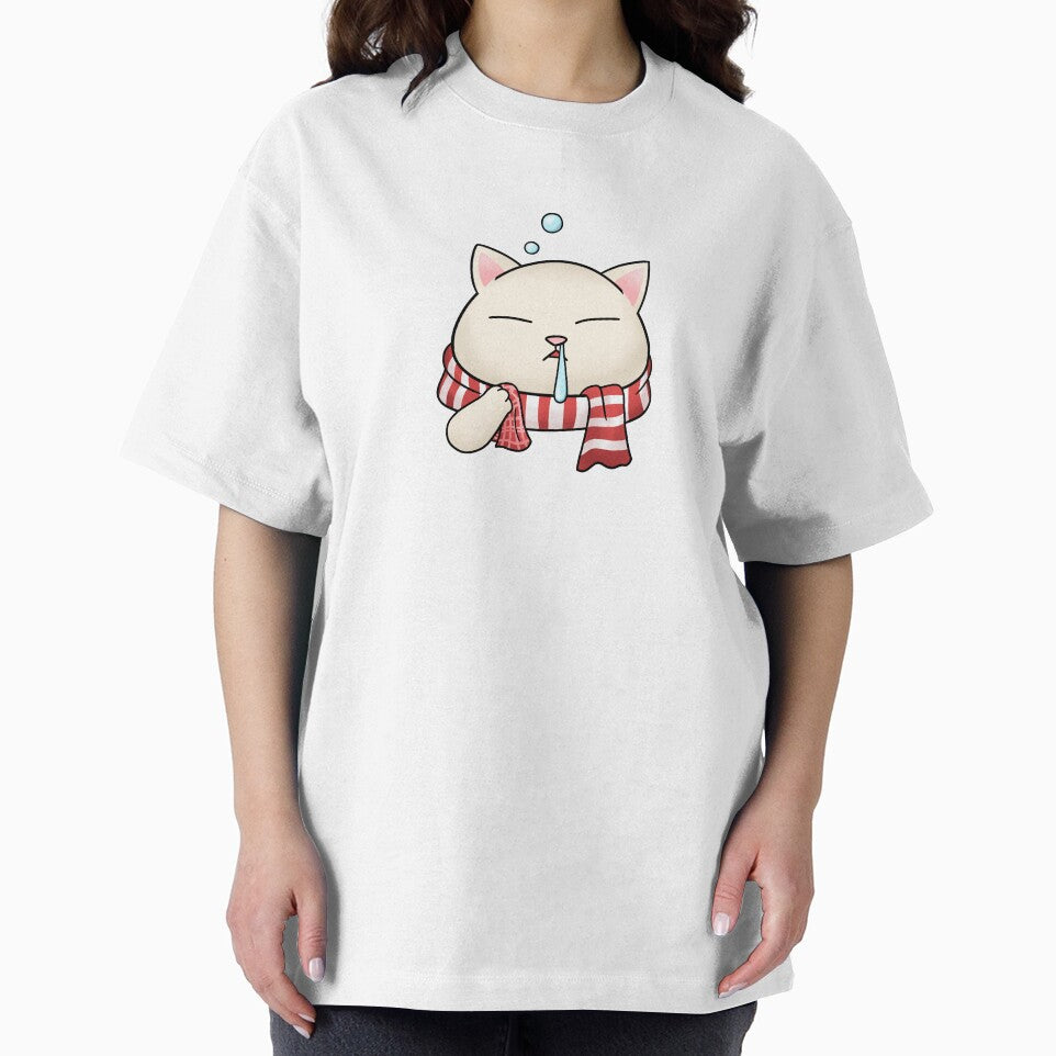 Funny Christmas Cat in scarf with runny nose by Takeda-art