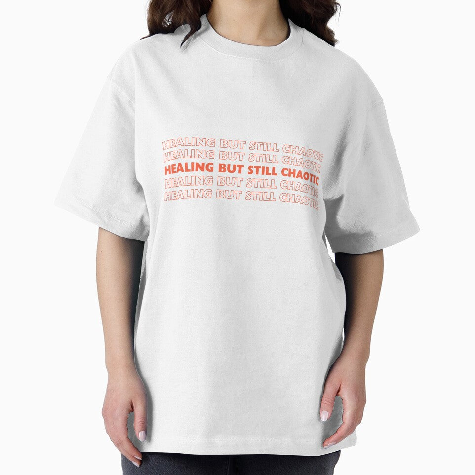 Healing But Still Chaotic Grocery Bag Style Sticker | Funny Y2K Aesthetic Quote by 11-11art