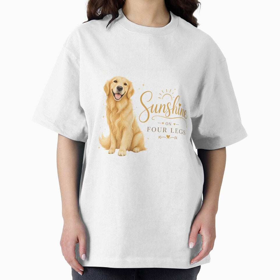 Sunshine on Four Legs Golden Retriever Dog Dad Kawaii T-Shirt by Ashley critters