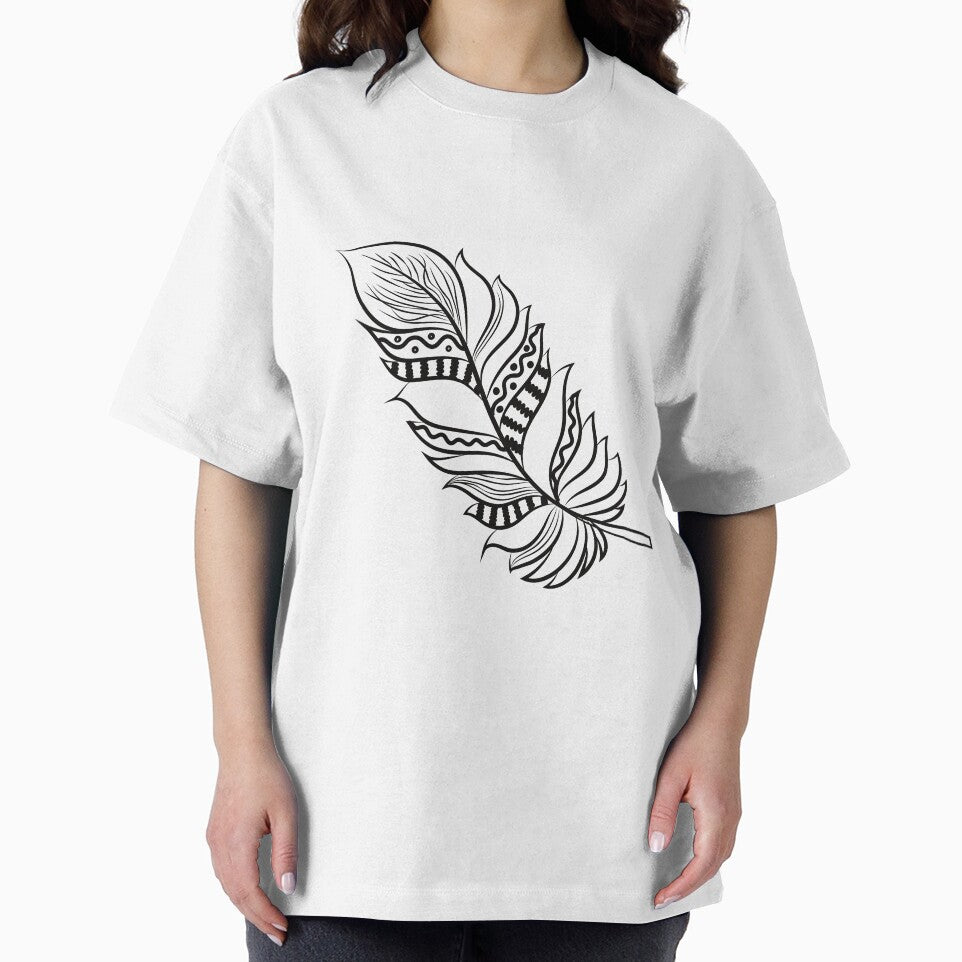 Bohemian Feather Design Black & White by Immadman