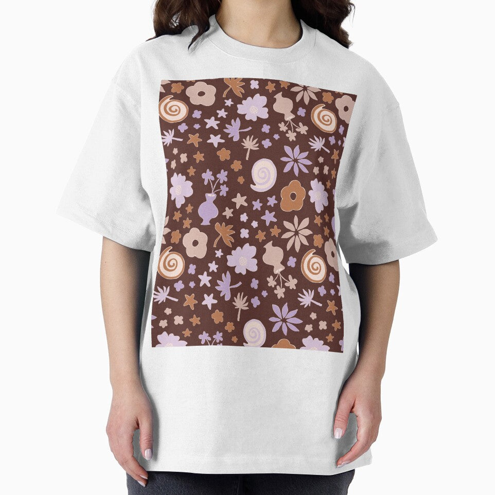 Boho Pastel Lilac Purple Beige Brown Flower Pattern Girls Room by blomastudios