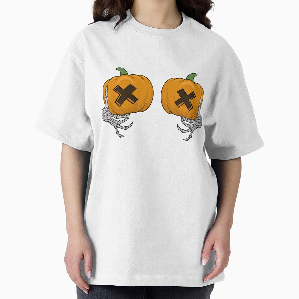 Pumpkin Boob Womens Halloween Skeleton Hand by Tattoohouse