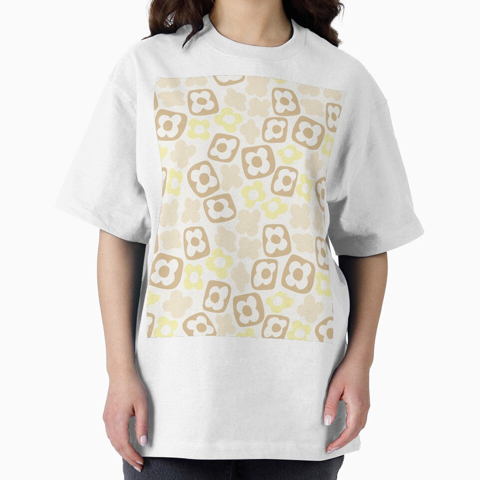 BOHO BOXY MODERN FLOWER PATTERN PASTEL YELLOW BEIGE by blomastudios