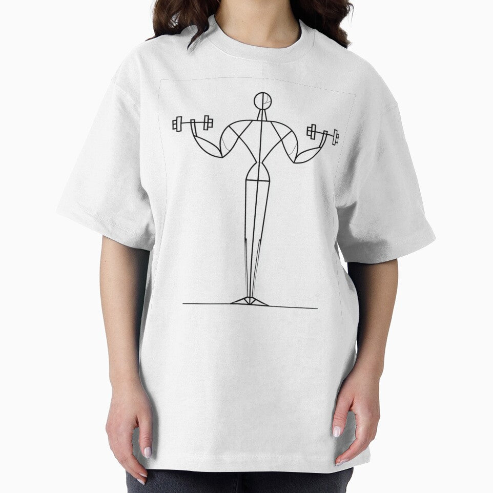 Geometric Weightlifter Fine Line Art | Minimalist Fitness Black and White by TypoArtPrints
