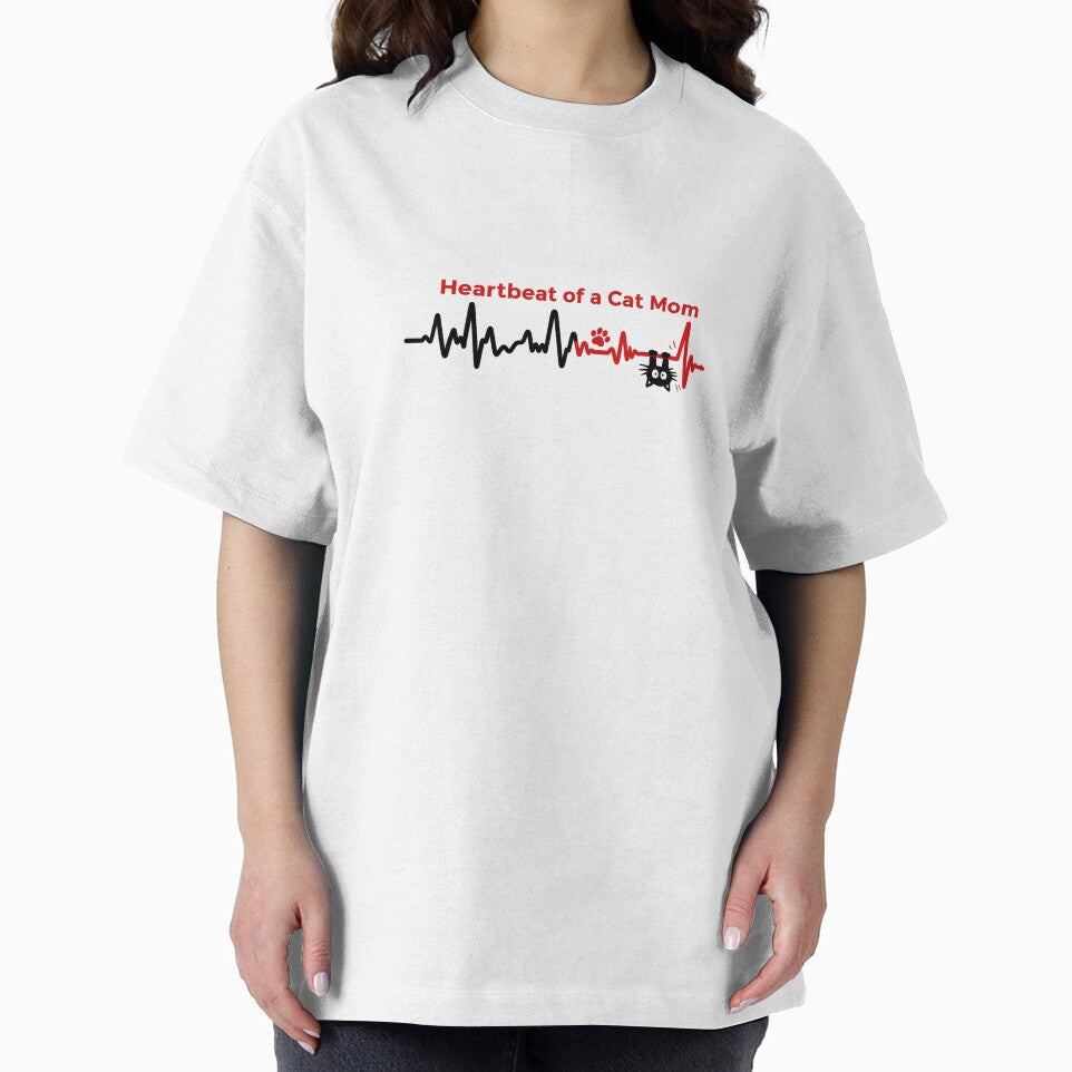 Heartbeat of a Cat Mom – Cat Pet Lover EKG T-Shirt by Pattie Marie
