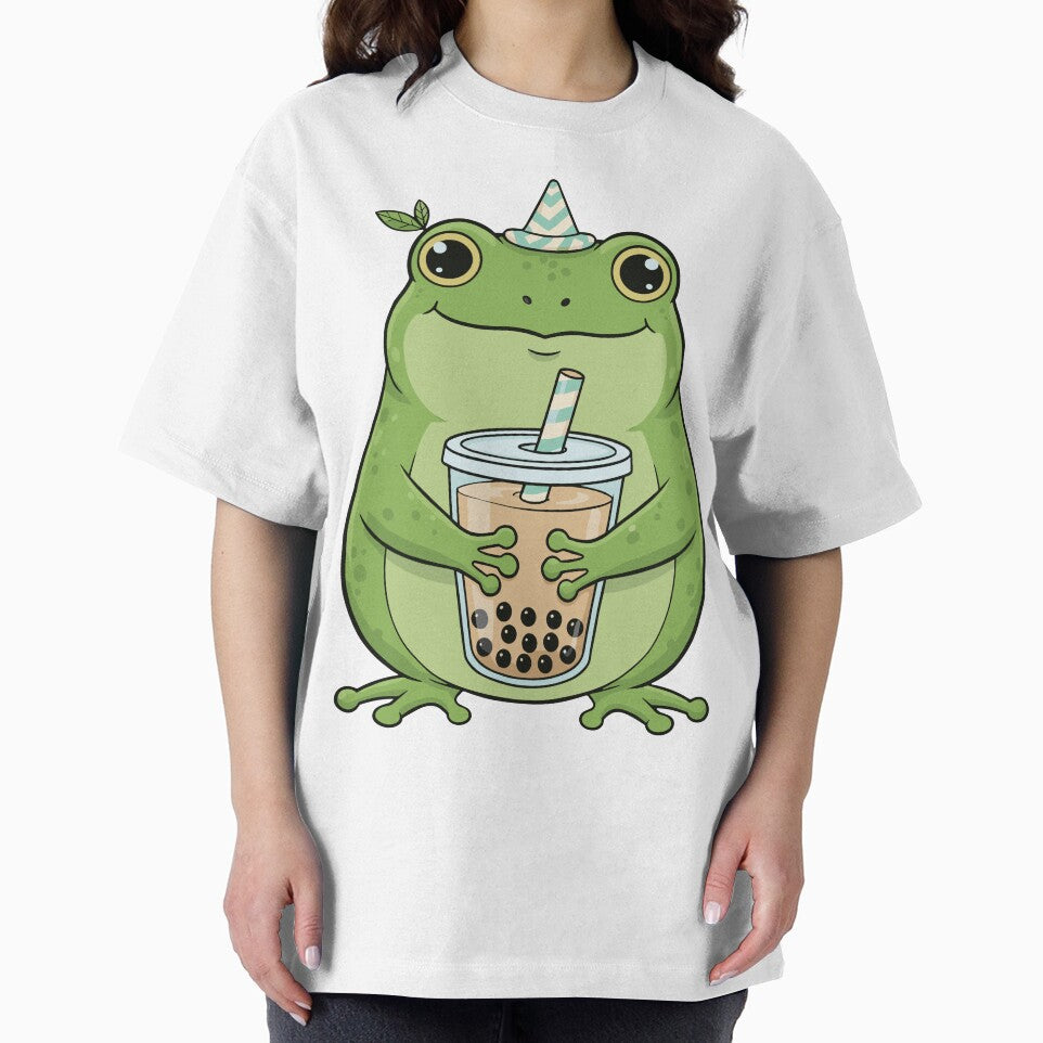 Happy Green Frog Bubble Tea – Cute Kawaii Frog Aesthetic by JalalMsd