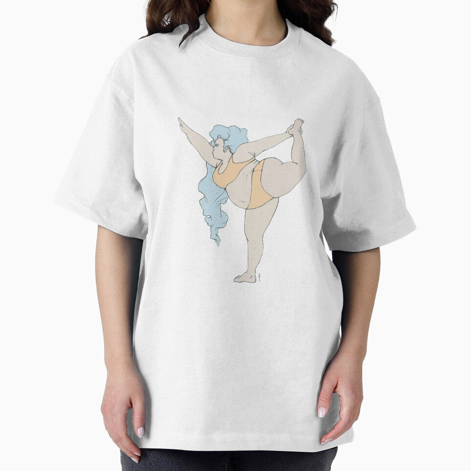 curvy blue hair woman  practice yoga asana dancer pose by Pastelove