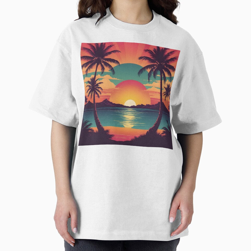 Retro Sunset Palm Trees 80s Vintage Aesthetic - 1 by RELAX STATION