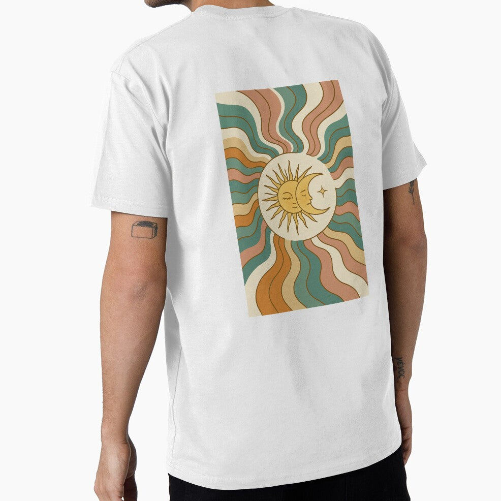 Celestial Harmony – Retro Sun & Moon Waves by Qinoxo