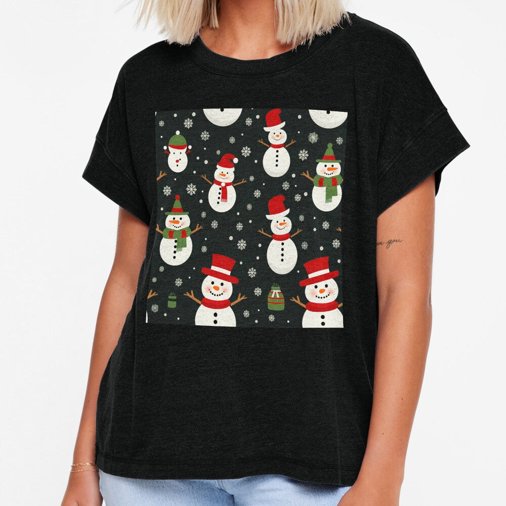 Contemporary Colorful Snowman Pattern With Holiday Snowflakes by DEC02