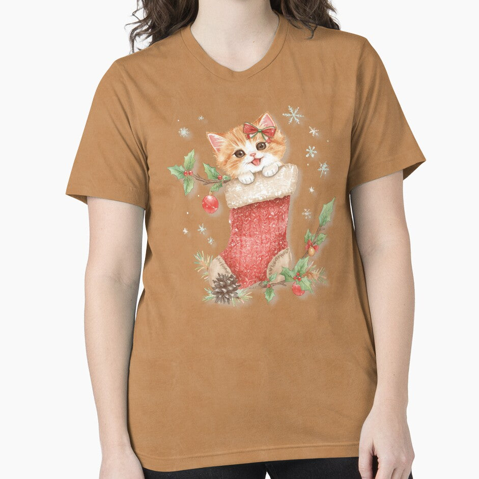 Cute Christmas Cat in Stocking – Cozy Holiday Kitten Sticker by Busybeesfinds