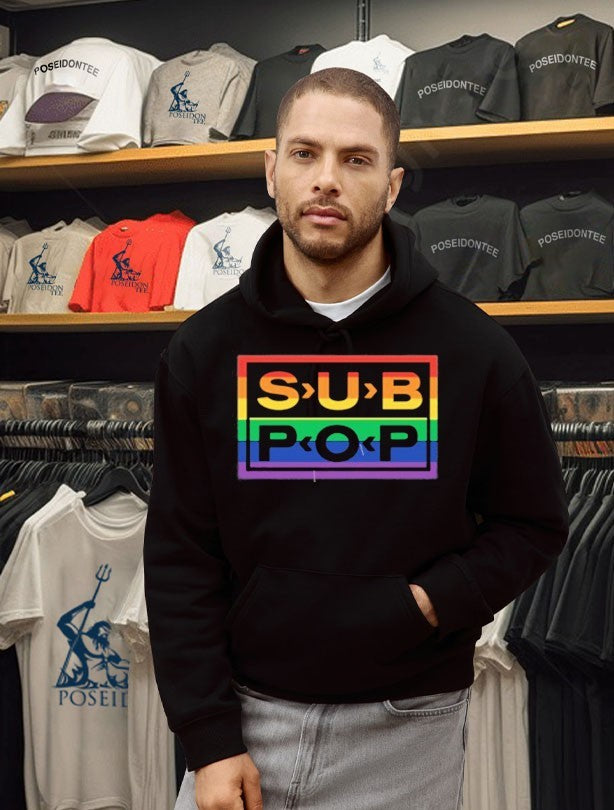 Sub Pop Mega Mart Sub Pop Logo Rainbow Tweed Blue T-shirt