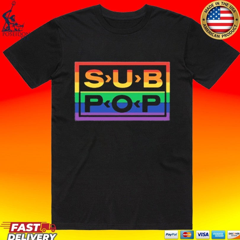 Sub Pop Mega Mart Sub Pop Logo Rainbow Tweed Blue T-shirt