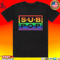 Sub Pop Mega Mart Sub Pop Logo Rainbow Tweed Blue T-shirt