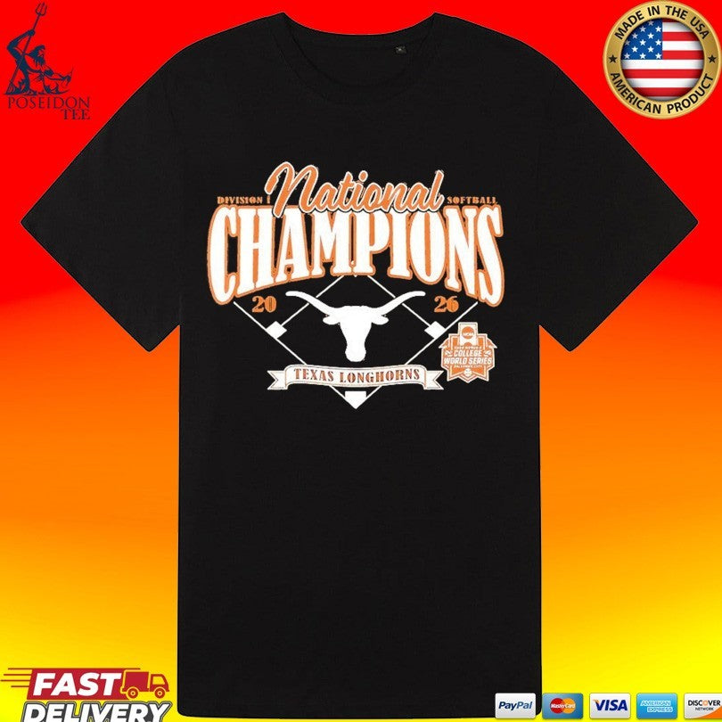 Texas Longhorns 2026 NCAA Softball Women’s D1 College World Series National Champions Diamond T-shirt