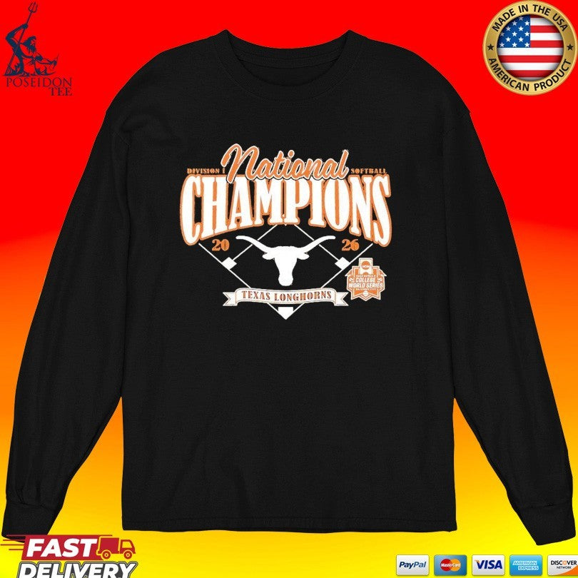 Texas Longhorns 2026 NCAA Softball Women’s D1 College World Series National Champions Diamond T-shirt
