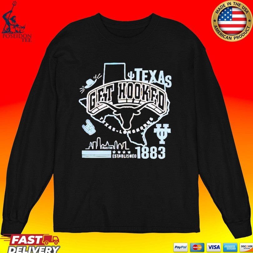Texas Longhorns Merch Get Hooked All Over Logos T-shirt