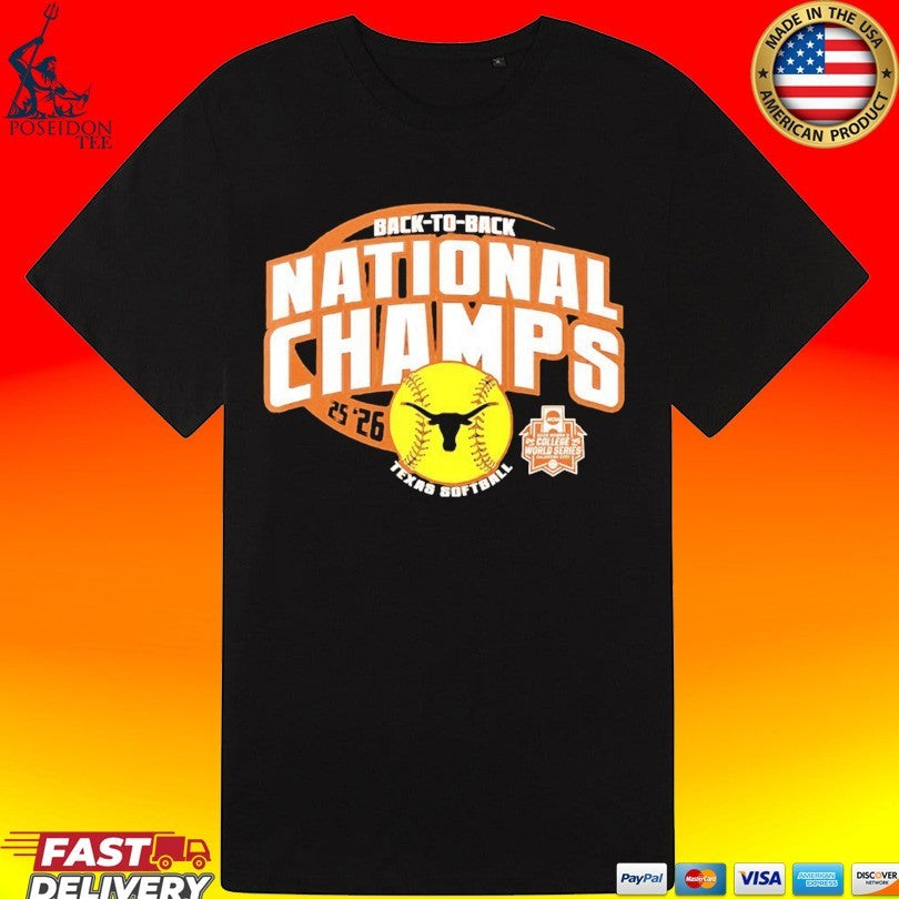 Texas Longhorns Softball Women’s Ncaa Back To Back National Champs 2025-2026 T-shirt