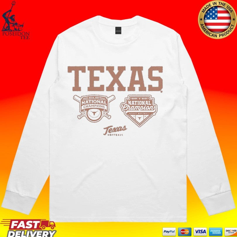 Texas Softball Back-to-back Champions Logos T-shirt