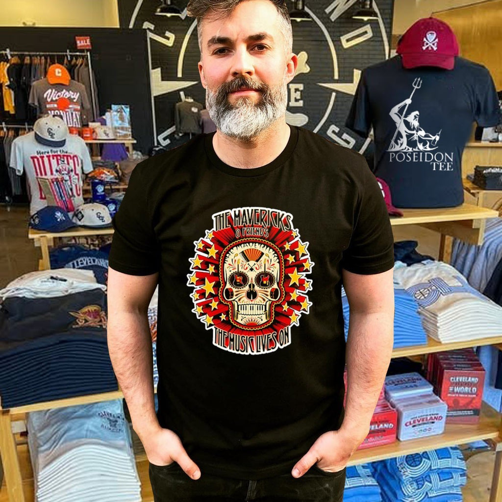 The Mavericks And Friends The Music Lives On Sugar Skull Guitar T-shirt