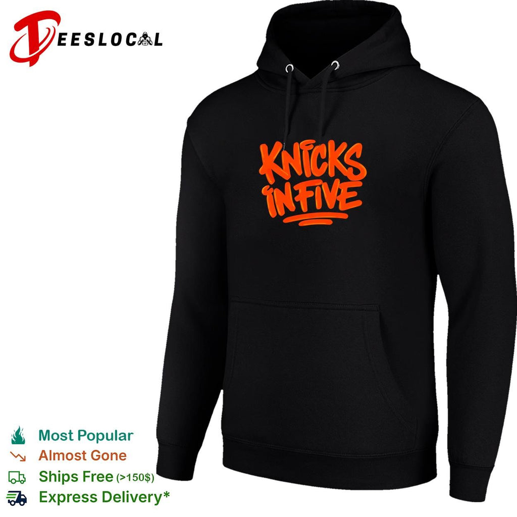 Knicks in five hand lettered graffiti style basketball graphic shirt