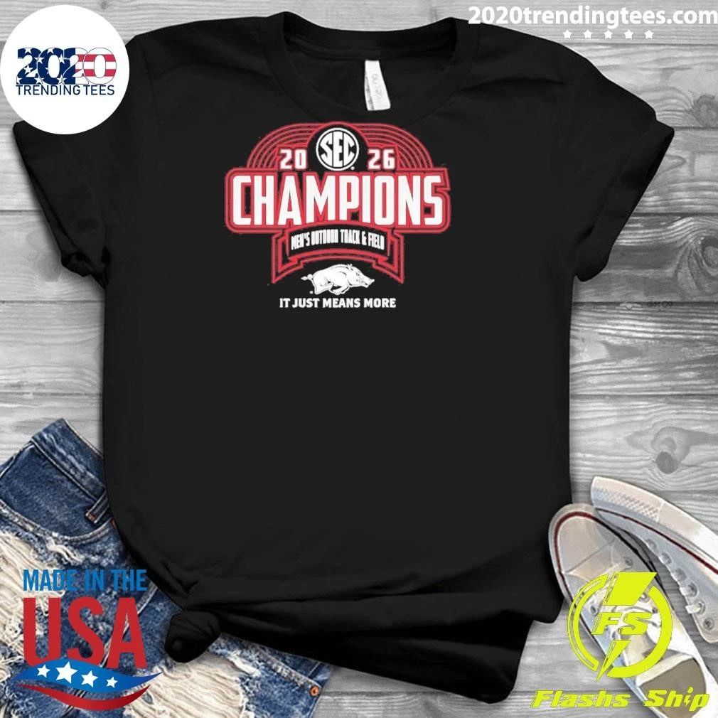 Arkansas Razorbacks 2026 SEC Outdoor Track and Field Champions Celebration Shirt