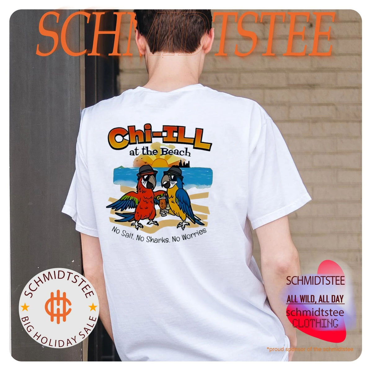 Parrots Chil-Ill at the Beach illustration shirt