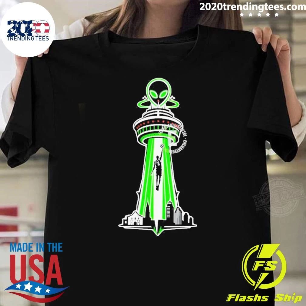 Antonio Spurs Basketball Alien Ufo City Skyline Nba 2026 Shirt